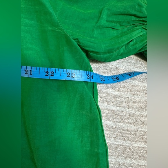 Velvet by Graham & Spencer Green Ruffled 3/4 Sleeve Blouse Top M Bohemian Boho - Picture 9 of 12